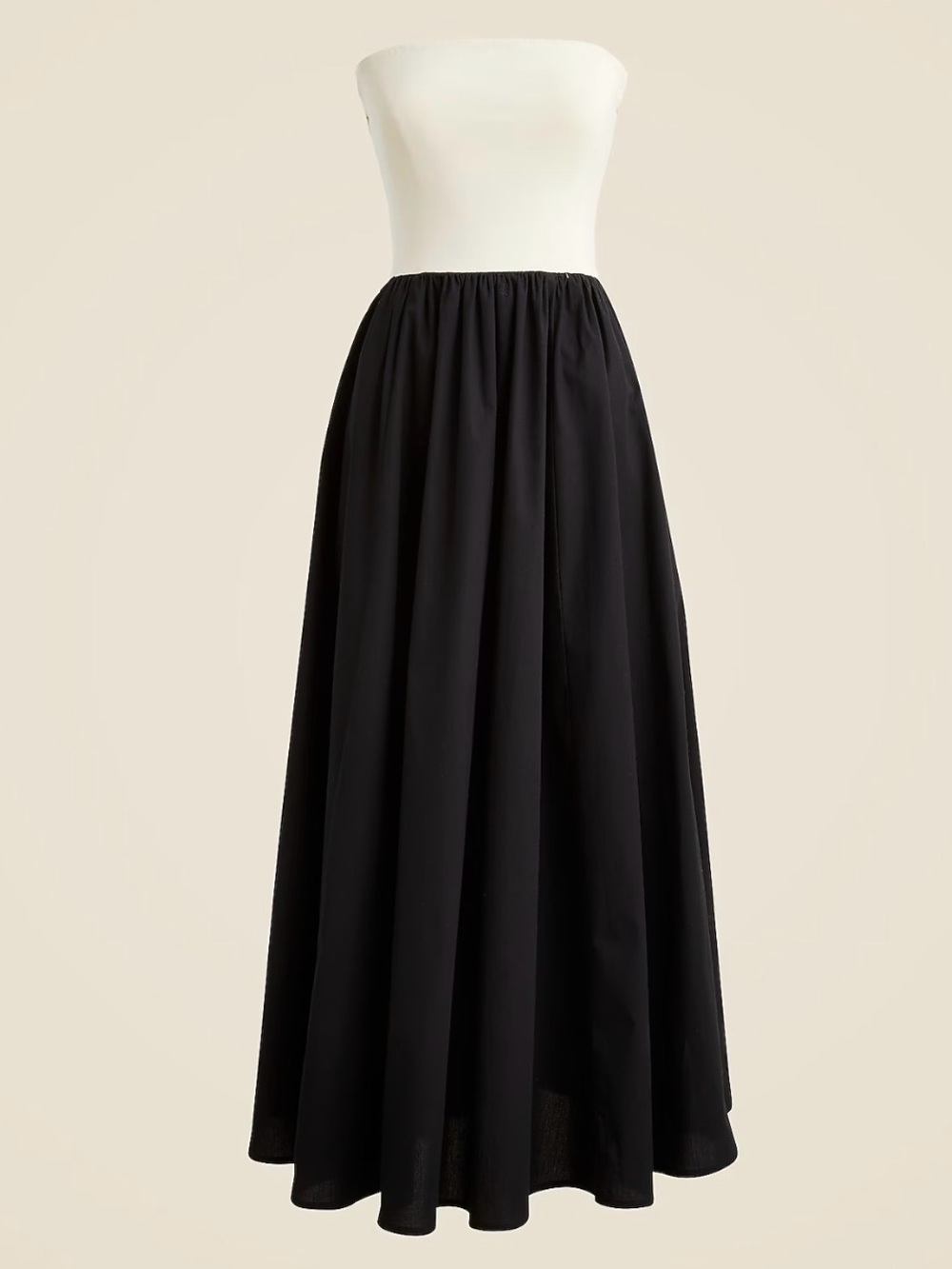 J. Crew Strapless Ivory and Black Colorblock Dress